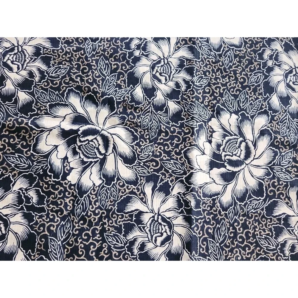 1 Yard/Waverly Sun N Shade BOHO BATIK Black Tan Floral Outdoor Fabric 56 Wide